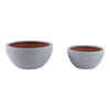 Decorative Planter Set of 2 | Bowl-Shape | Textured Surface | White Clay