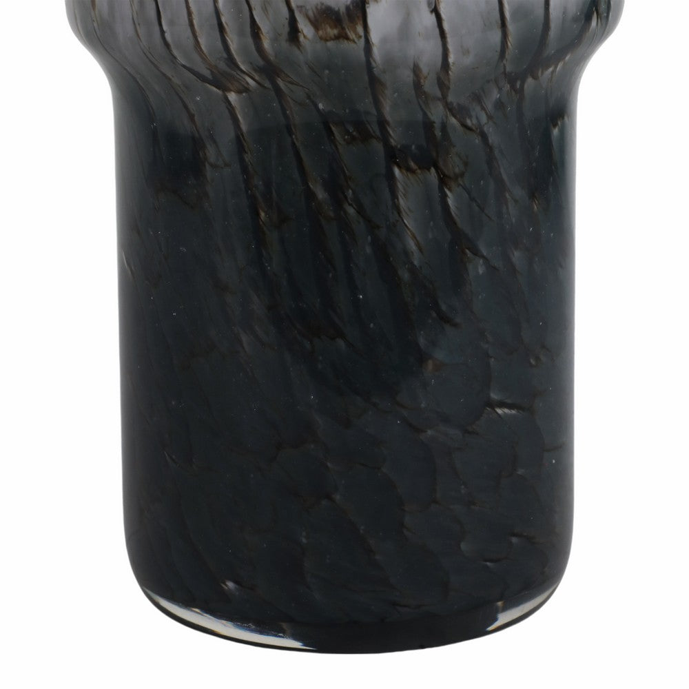 Decorative Vase | Elegant Black & White Crackled Veining Glass | 12"