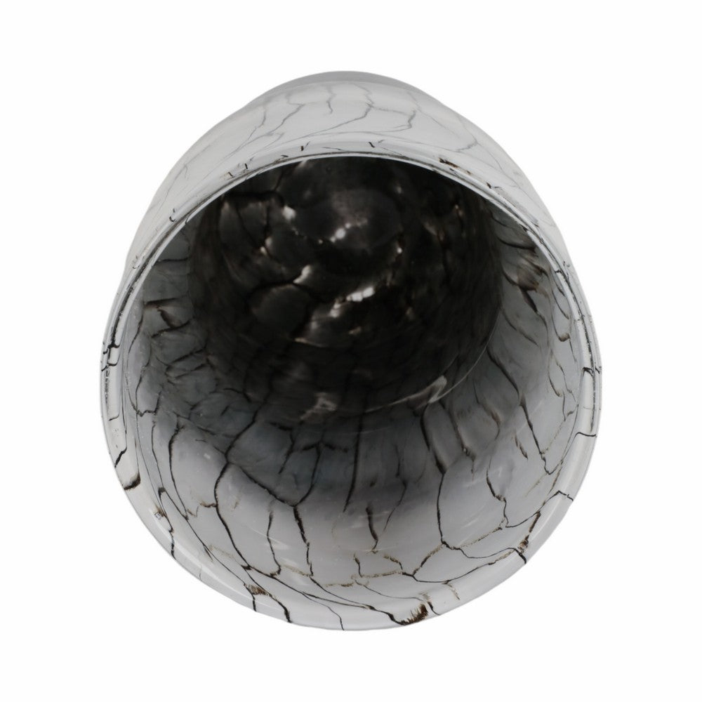 Decorative Vase | Elegant Black & White Crackled Veining Glass | 12"