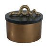 Decorative Box | Bronze Metal Frame with Snake Accent Handle | Green Marble