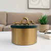 Decorative Box | Bronze Metal Frame with Snake Accent Handle | Green Marble