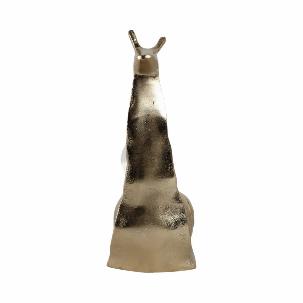 Decorative Snail Accent with Clear Acrylic Ball | 10" Gold Aluminum