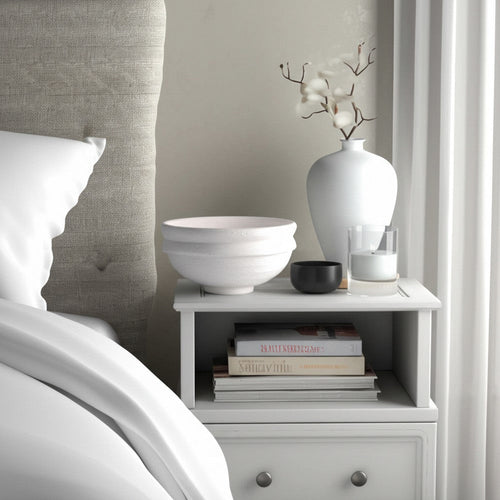 Decorative Accessory Bowl | 12" Round | White Textured Finish Terracotta