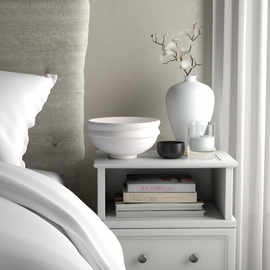 Decorative Accessory Bowl | 12" Round | White Textured Finish Terracotta