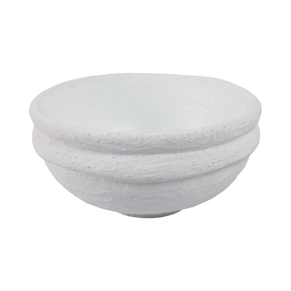 Decorative Accessory Bowl | 12" Round | White Textured Finish Terracotta