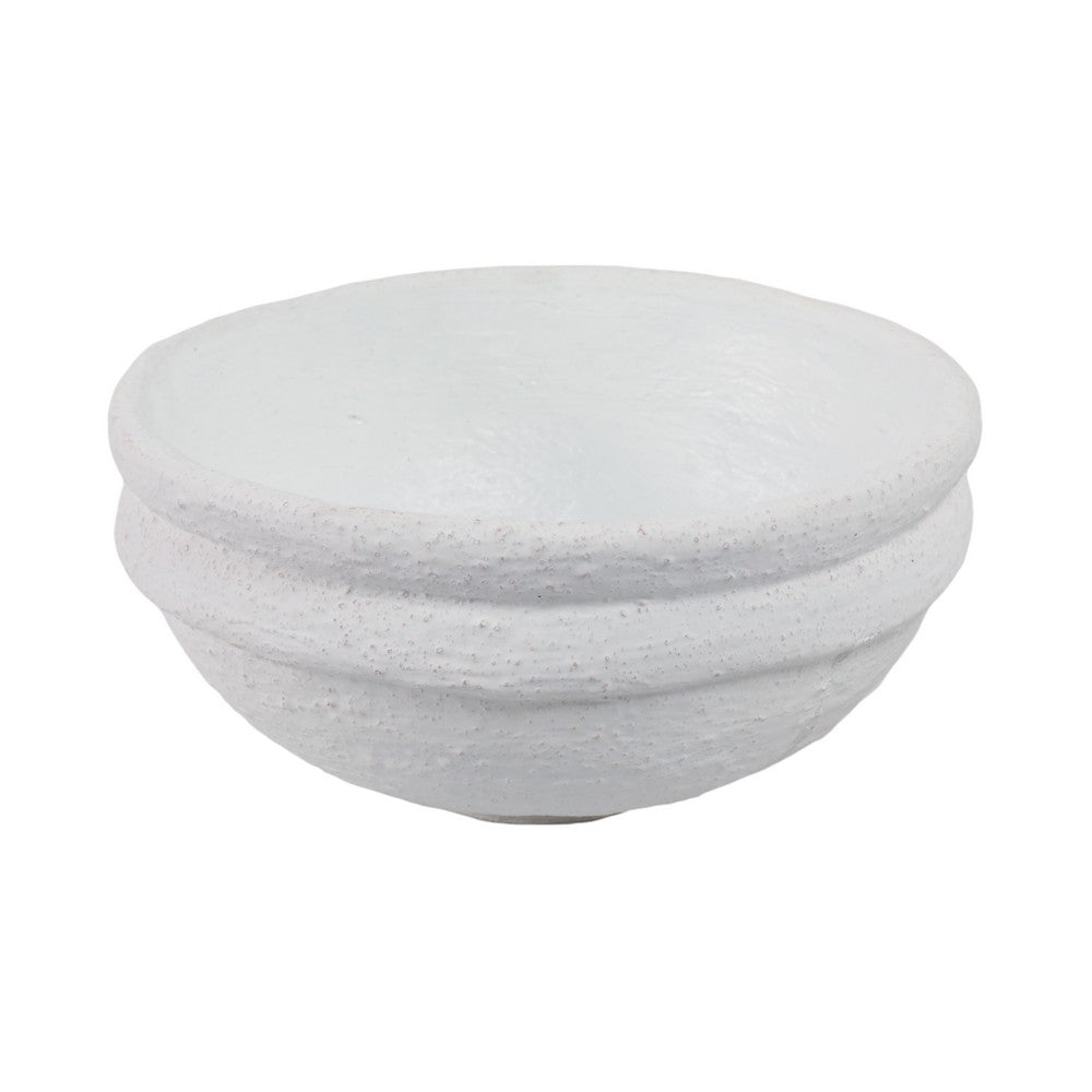 Decorative Accessory Bowl | 12" Round | White Textured Finish Terracotta