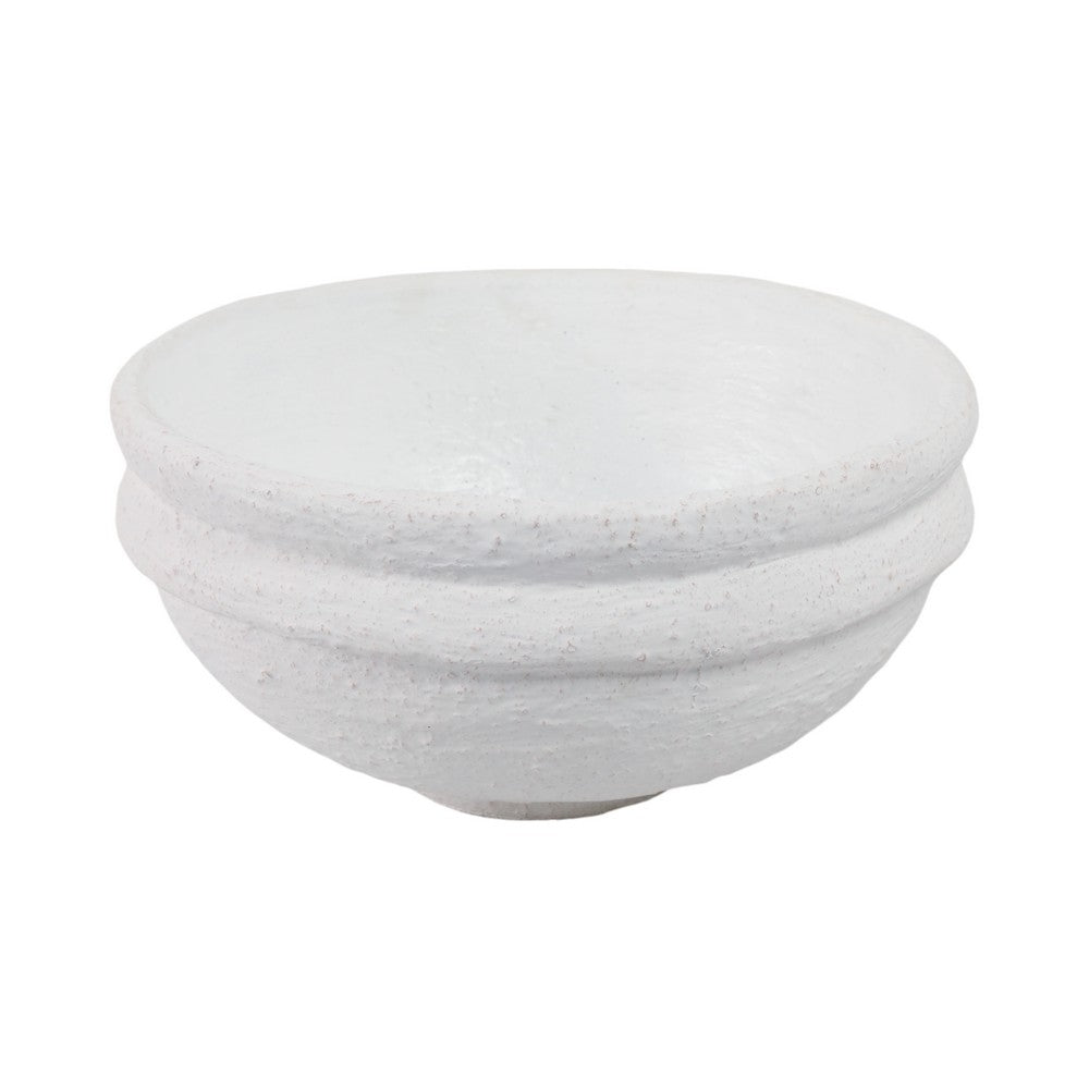 Decorative Accessory Bowl | 12" Round | White Textured Finish Terracotta