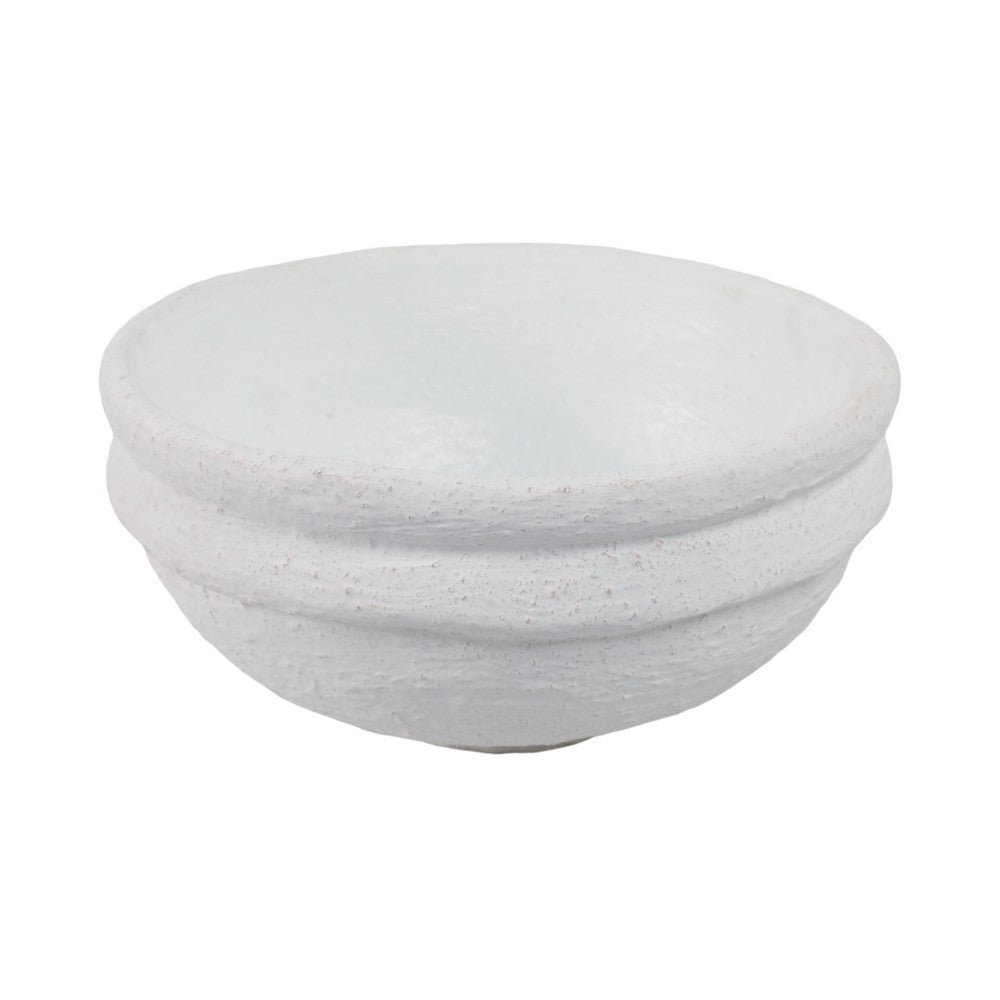 Decorative Accessory Bowl | 12" Round | White Textured Finish Terracotta