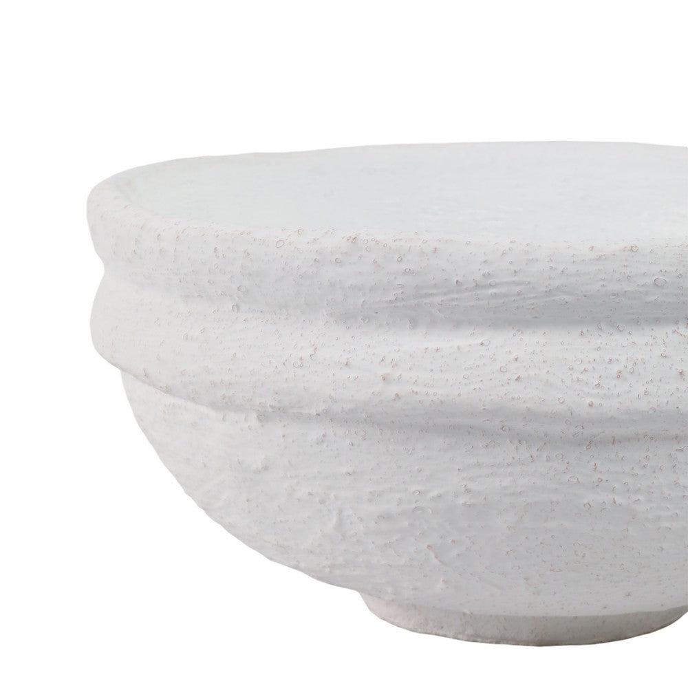 Decorative Accessory Bowl | 12" Round | White Textured Finish Terracotta