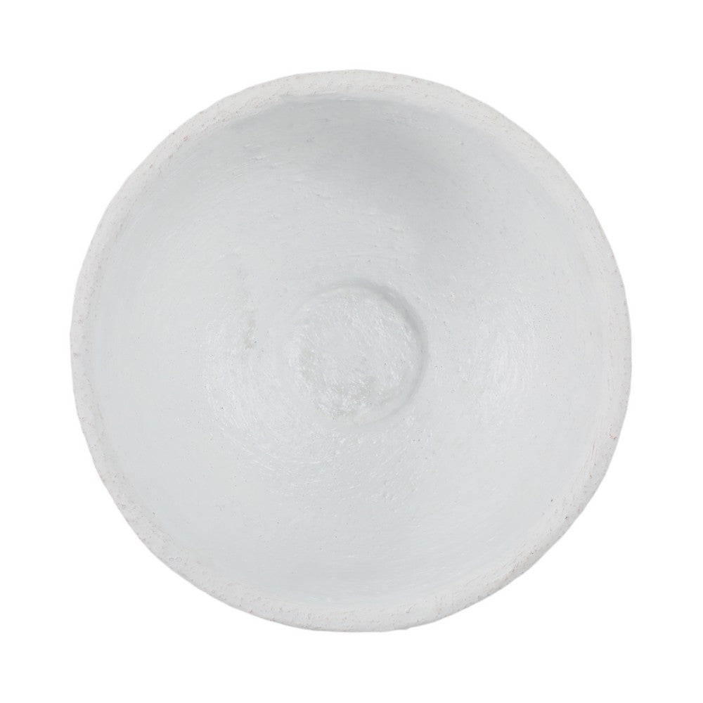 Decorative Accessory Bowl | 12" Round | White Textured Finish Terracotta