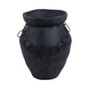 Decorative Urn Vase with Chain | Bohemian Rustic Black Terracotta 12"