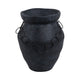 Decorative Urn Vase with Chain | Bohemian Rustic Black Terracotta 12"