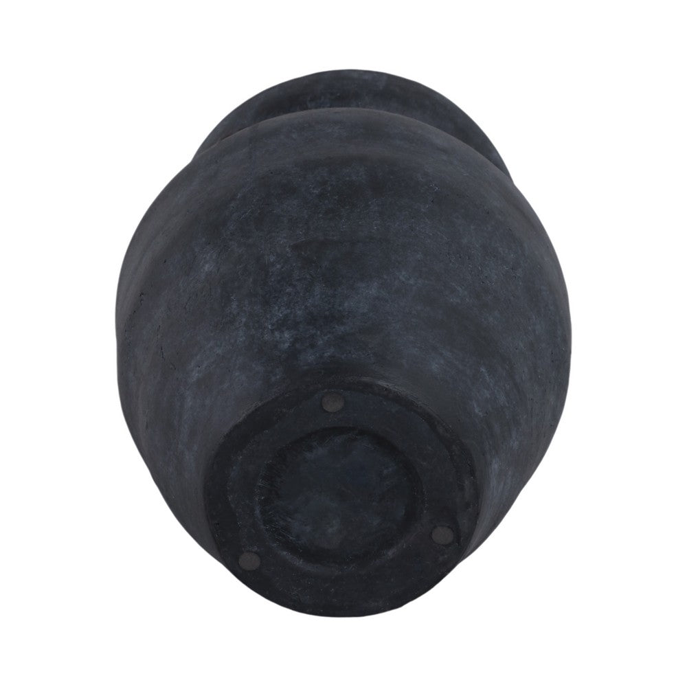 Decorative Urn Vase with Chain | Bohemian Rustic Black Terracotta 12"