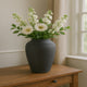 Minimalist Ribbed Texture Floor Flower Vase | 16" | Black Terracotta