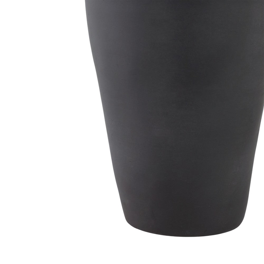 Minimalist Ribbed Texture Floor Flower Vase | 16" | Black Terracotta
