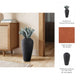 Minimalist Ribbed Texture Floor Flower Vase | 16" | Black Terracotta