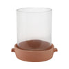 Hurricane Candle Holder | Cylinder Glass | Brown Terracotta Base 13"