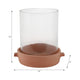 Hurricane Candle Holder | Cylinder Glass | Brown Terracotta Base 13"