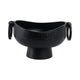 Decorative Pedestal Bowl with 2 Ring Handles | 16" Organic Black