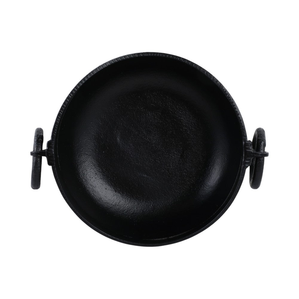 Decorative Pedestal Bowl with 2 Ring Handles | 16" Organic Black
