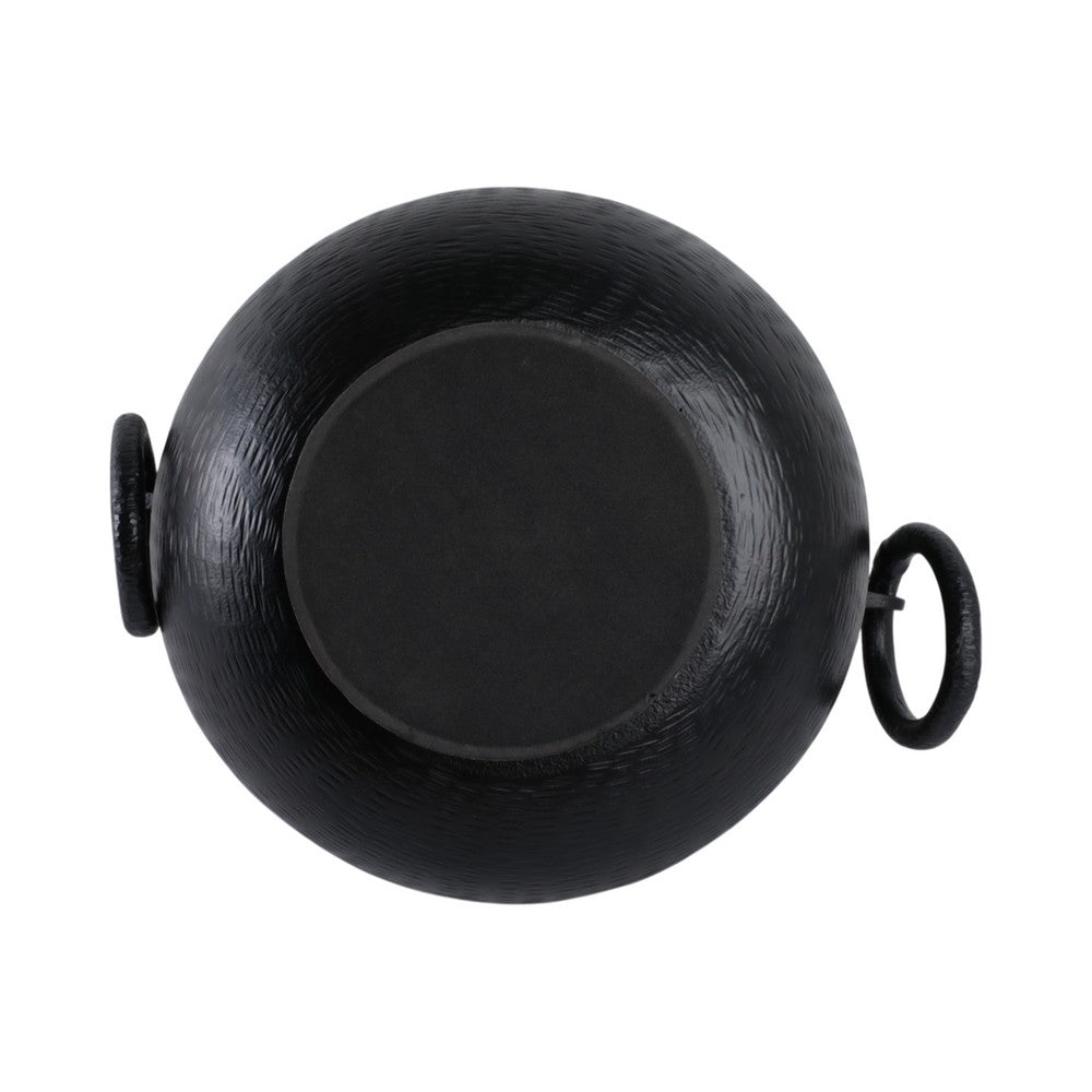 Decorative Pedestal Bowl with 2 Ring Handles | 16" Organic Black