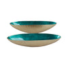 Decorative Oval Bowl Set of 2 | Handcrafted Gold & Blue Metal & Enamel