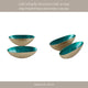 Decorative Oval Bowl Set of 2 | Handcrafted Gold & Blue Metal & Enamel