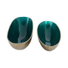 Decorative Oval Bowl Set of 2 | Handcrafted Gold & Blue Metal & Enamel