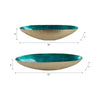 Decorative Oval Bowl Set of 2 | Handcrafted Gold & Blue Metal & Enamel