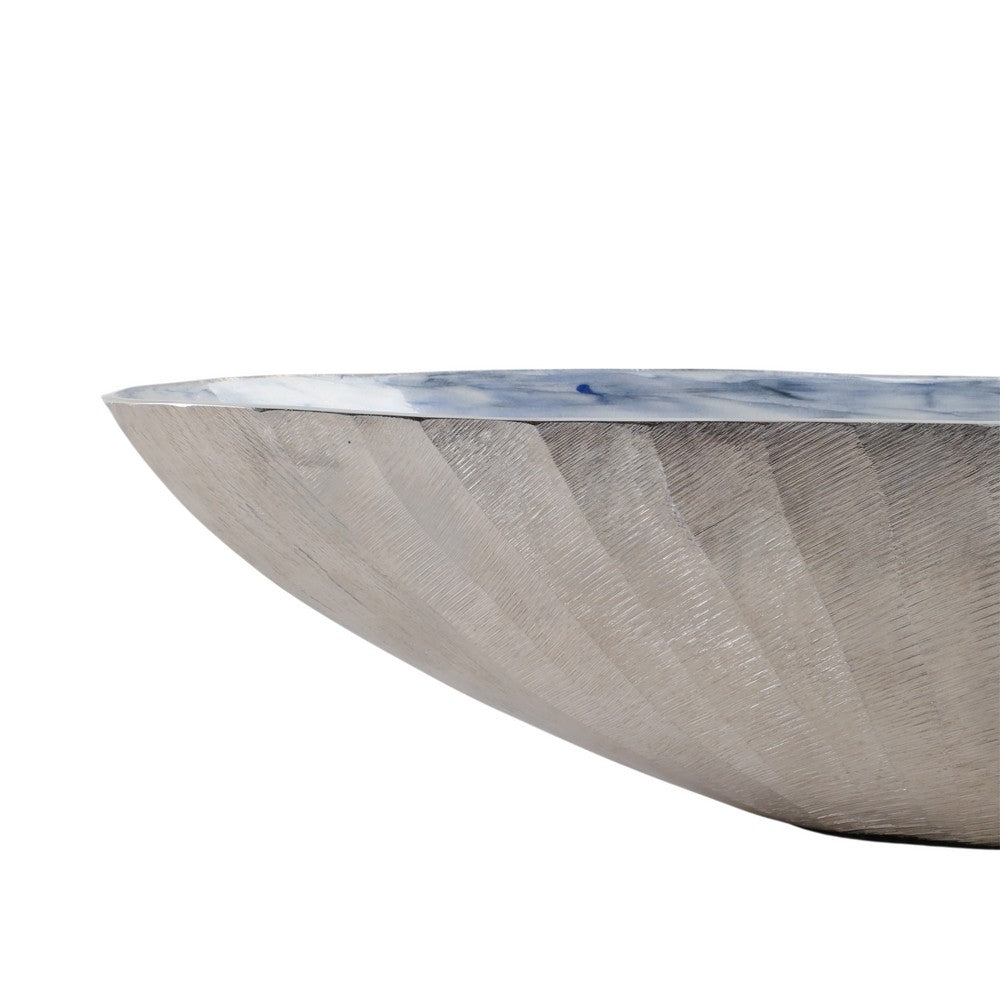 Verny Oval Bowl Set of 2 | Metal & Enamel | Light Blue | 20 & 23"