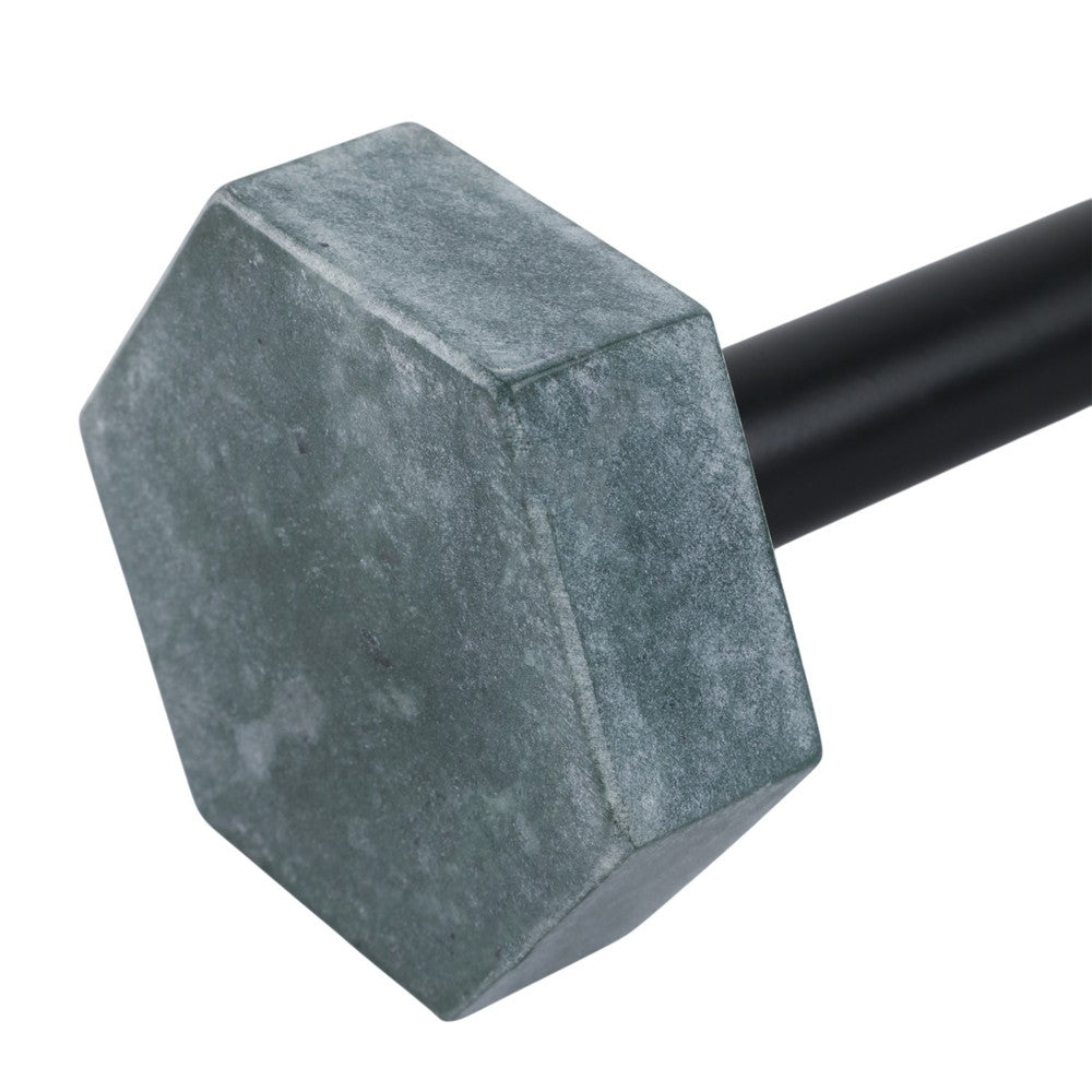 Gym Dumbbell Decor | 8x4 Green Marble Hexagon Heads, Black Handle