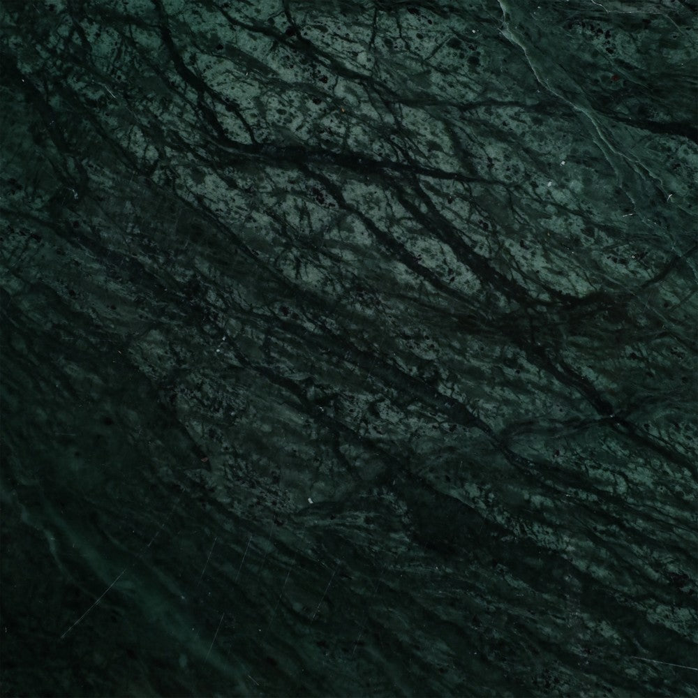 10" Round Accent Drink Table | Trumpet Base | Green Marble | Black Metal Pedestal