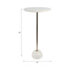 Accent Table | Ball Base | 12" Round White Marble | Gold Metal Pedestal
