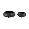 Decorative Bowl Set of 2 | Tapered Shape & Lined Textured | Black Ecomix