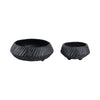 Decorative Bowl Set of 2 | Tapered Shape & Lined Textured | Black Ecomix