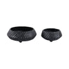 Decorative Bowl Set of 2 | Tapered Shape & Lined Textured | Black Ecomix