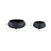 Decorative Bowl Set of 2 | Tapered Shape & Lined Textured | Black Ecomix