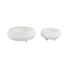 Decorative Bowl Set of 2 | Tapered Line Textured White Ecomix 15 11"