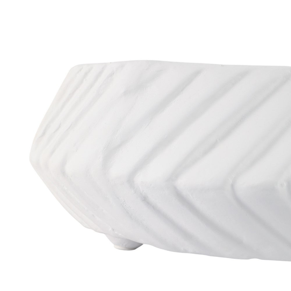 Decorative Bowl Set of 2 | Tapered Line Textured White Ecomix 15 11"