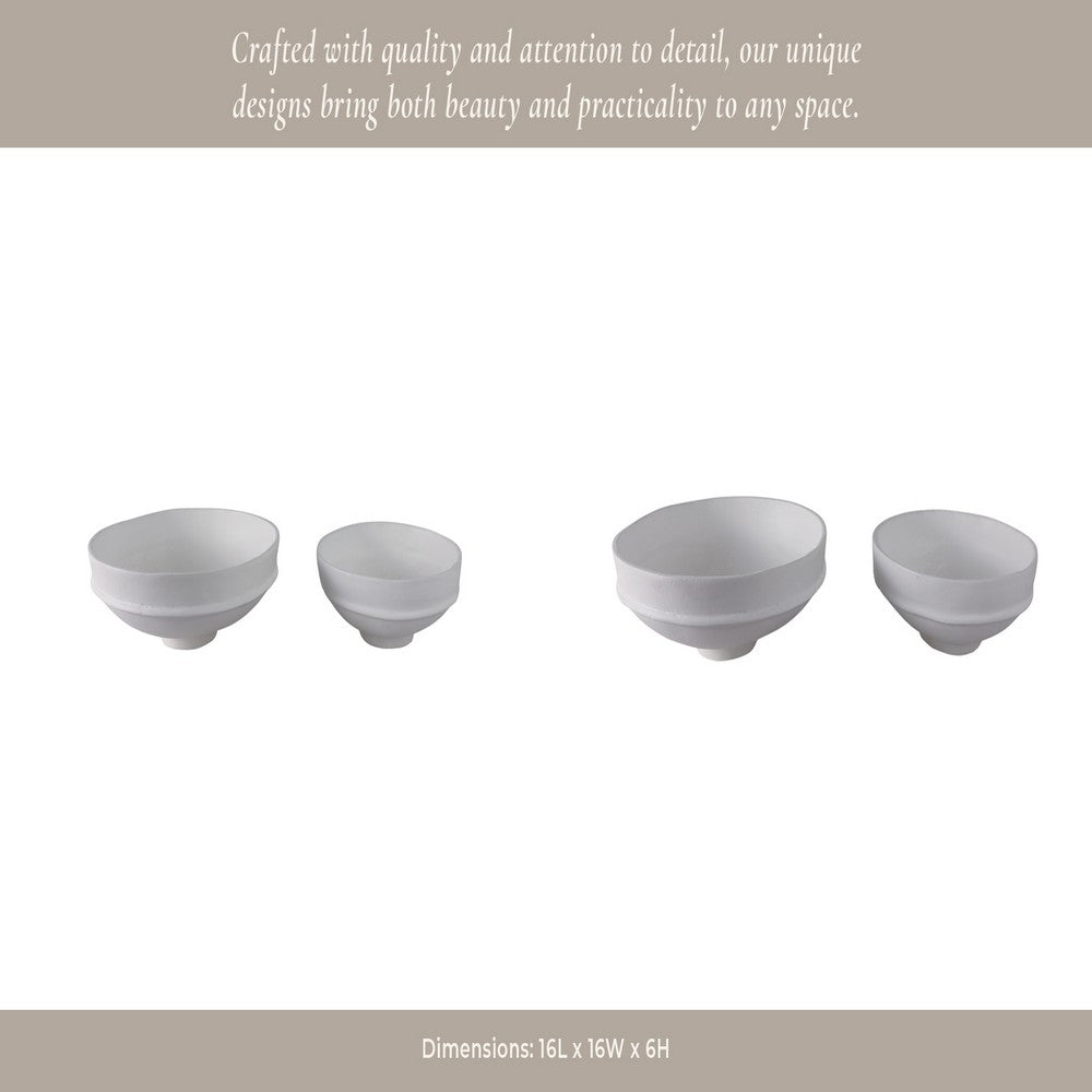 Traditional Decorative Bowl Set of 2 | Elevated Pedestal Base | White Ecomix