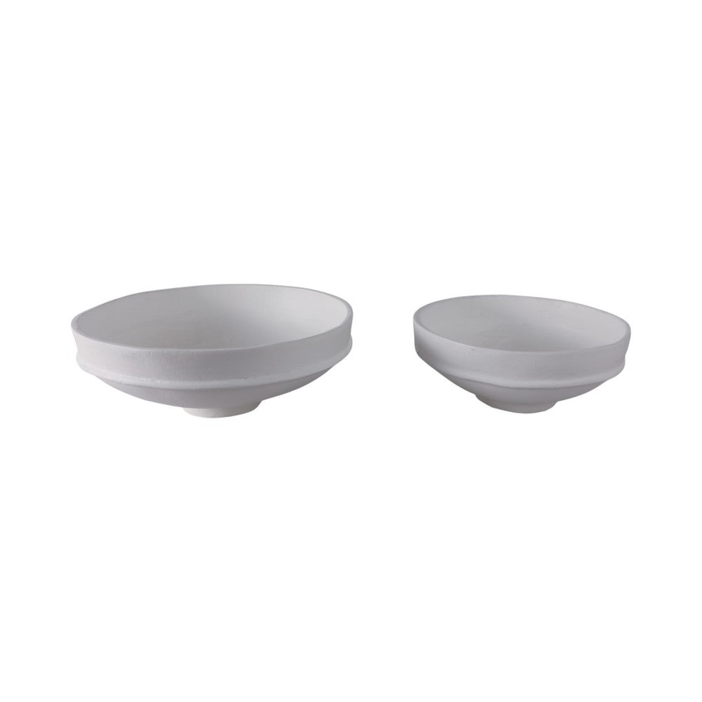 Traditional Decorative Bowl Set of 2 | Elevated Pedestal Base | White Ecomix