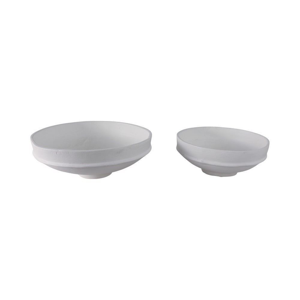Traditional Decorative Bowl Set of 2 | Elevated Pedestal Base | White Ecomix