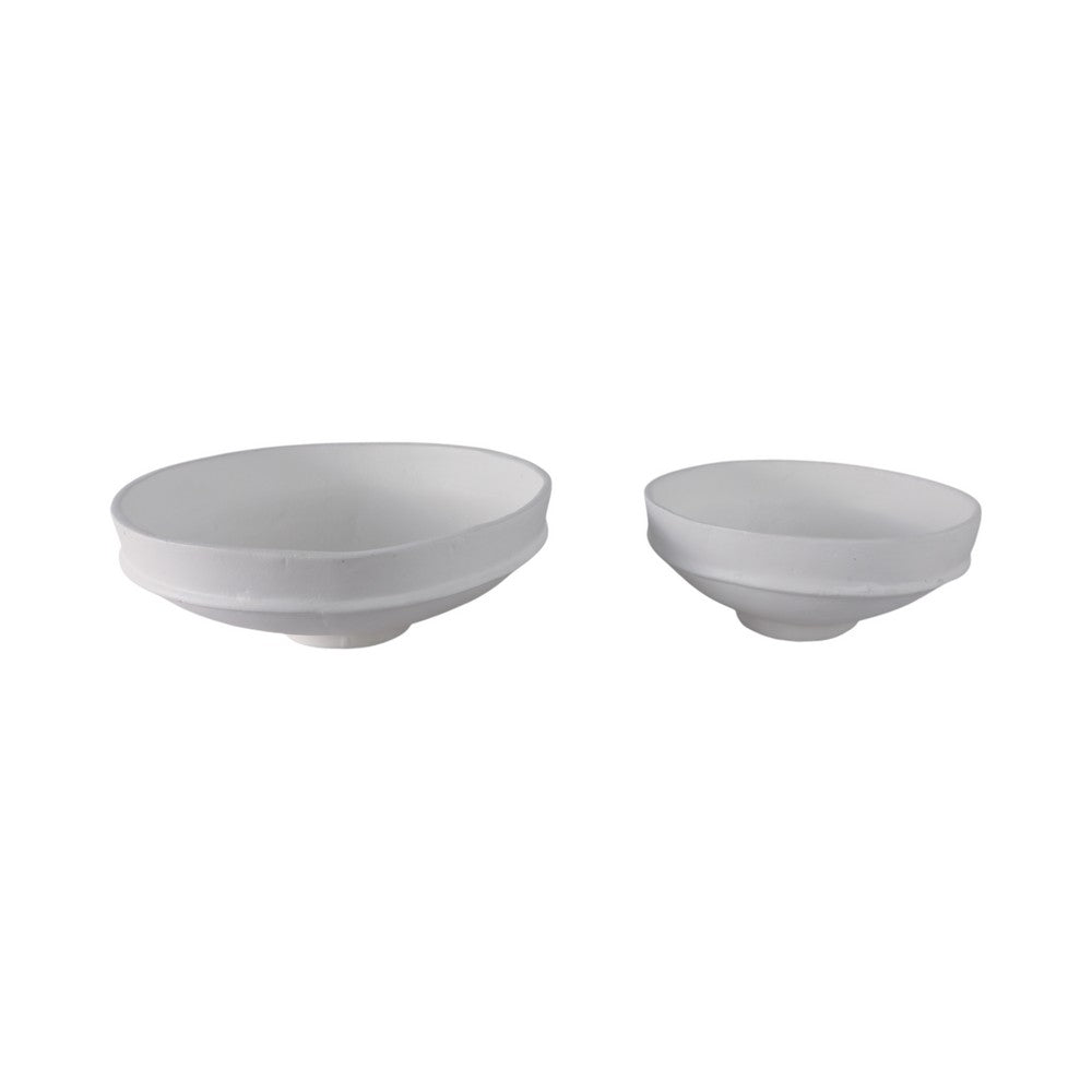 Traditional Decorative Bowl Set of 2 | Elevated Pedestal Base | White Ecomix