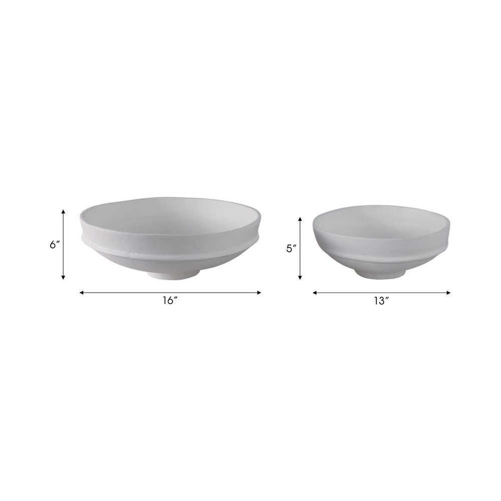 Traditional Decorative Bowl Set of 2 | Elevated Pedestal Base | White Ecomix
