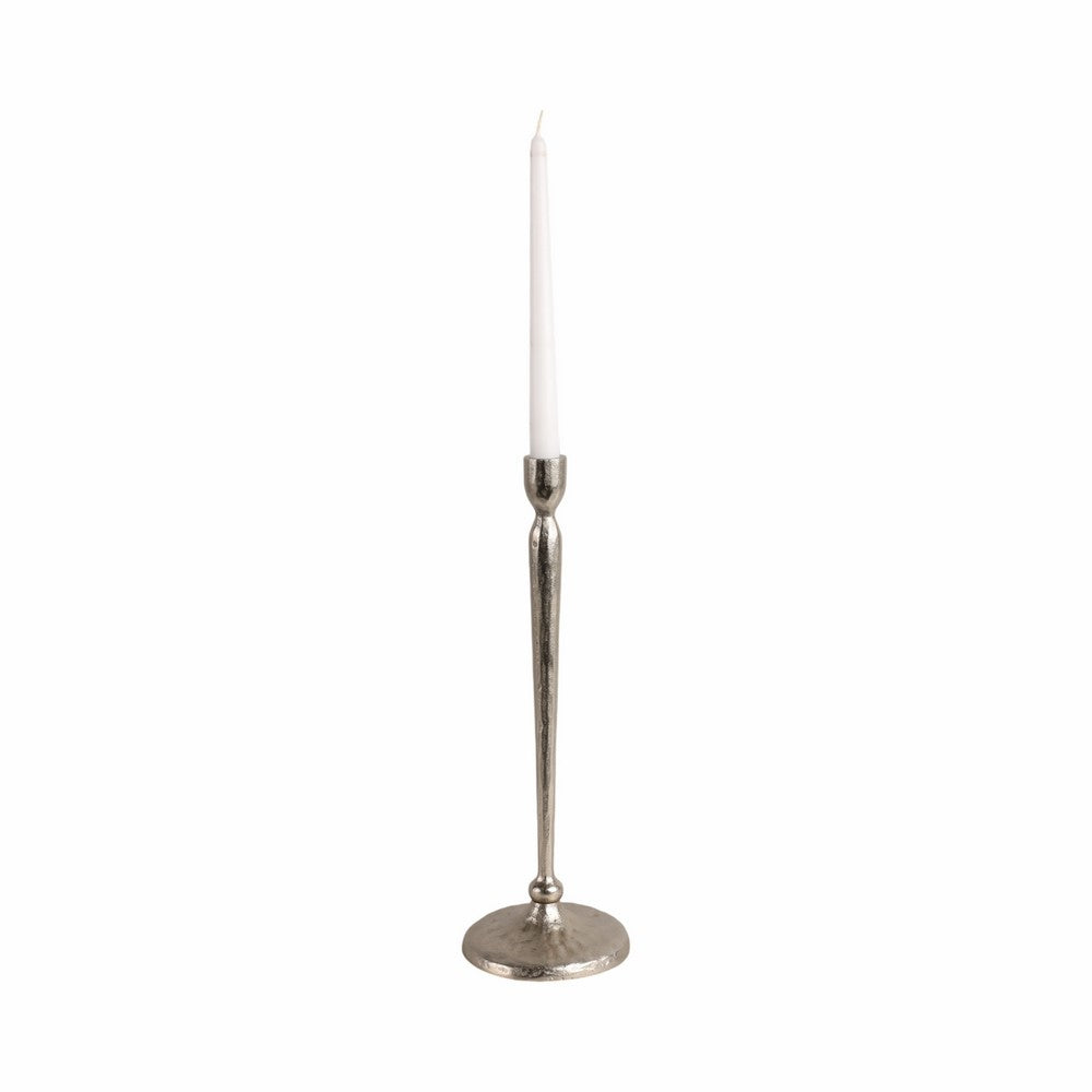 Roth Tapered Candle Holder | Silver Forged Cast Iron Style Look | 15"