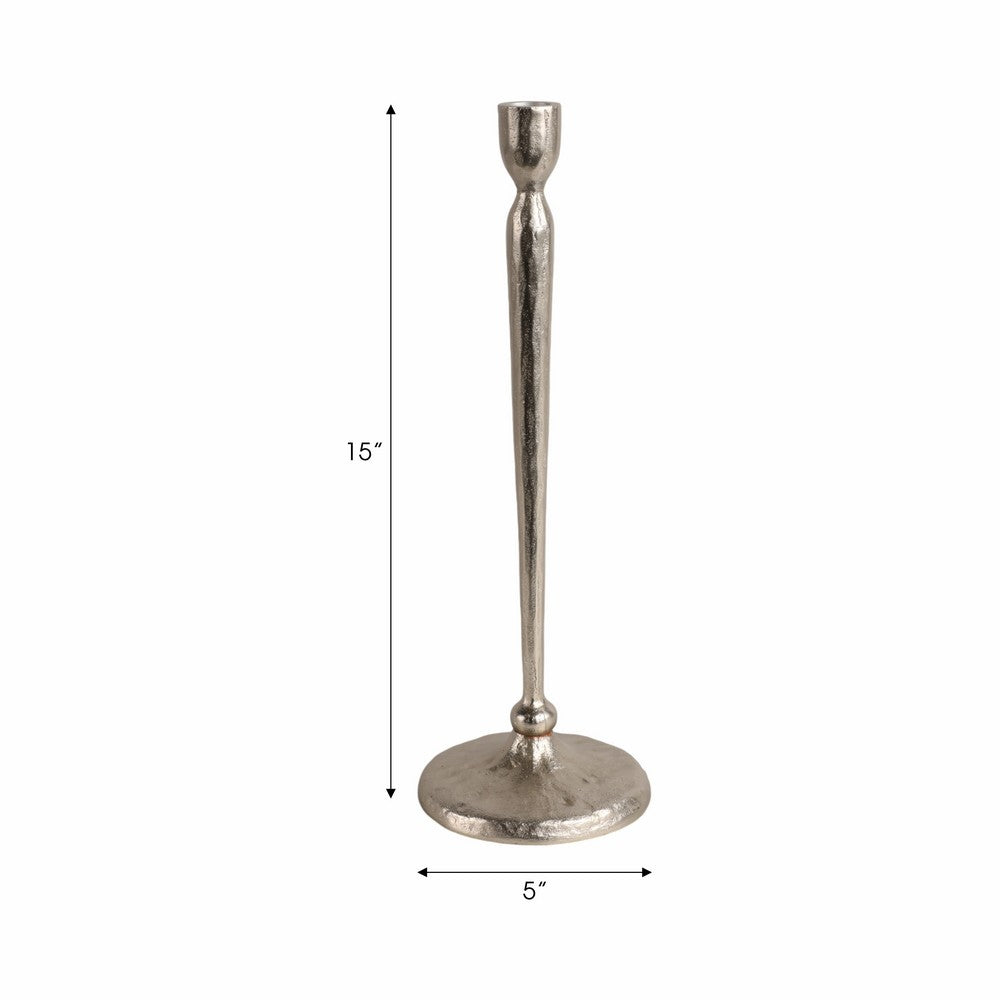 Roth Tapered Candle Holder | Silver Forged Cast Iron Style Look | 15"