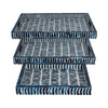 3pc Decorative Serving Trays w White Inlay | 13 | 18 | 24 Blue Resin
