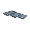 3pc Decorative Serving Trays w White Inlay | 13 | 18 | 24 Blue Resin