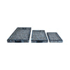 3pc Decorative Serving Trays w White Inlay | 13 | 18 | 24 Blue Resin
