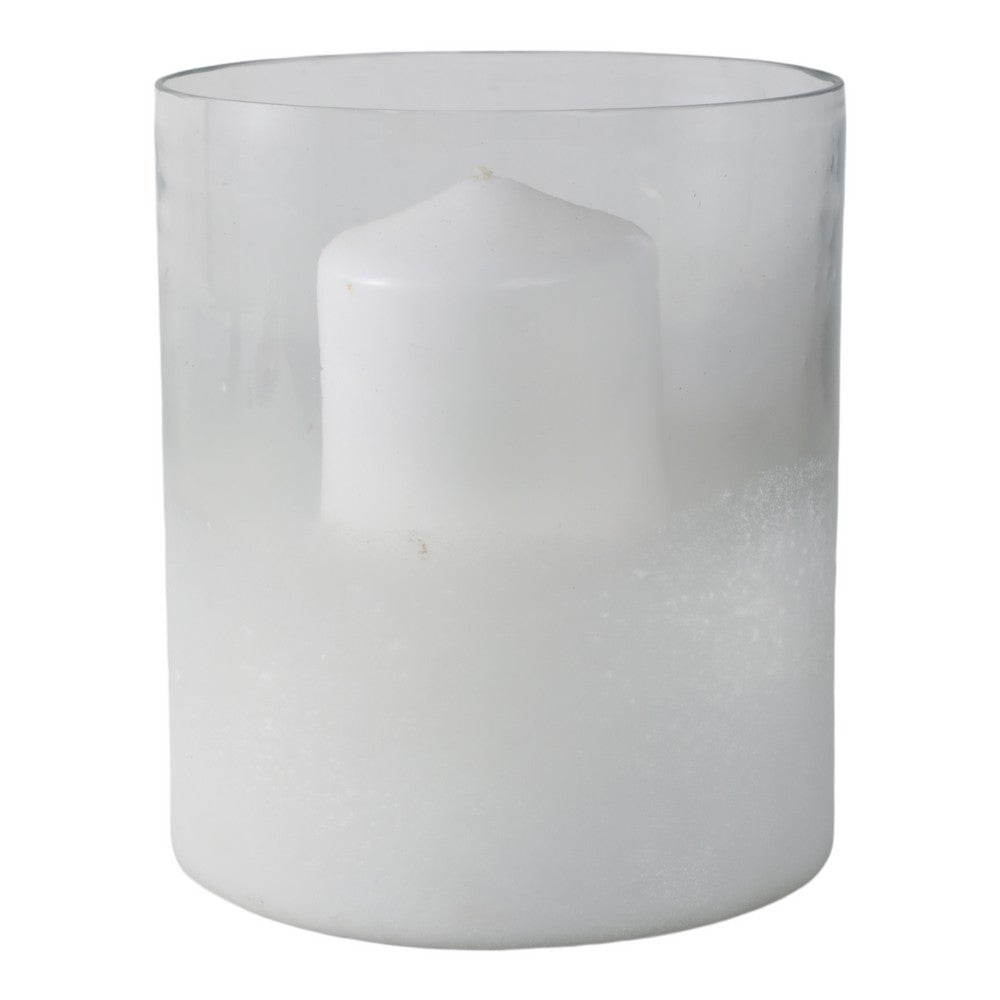 Hurricane Candle Holder | Cylinder Shape Clear Glass | Frosted Bottom